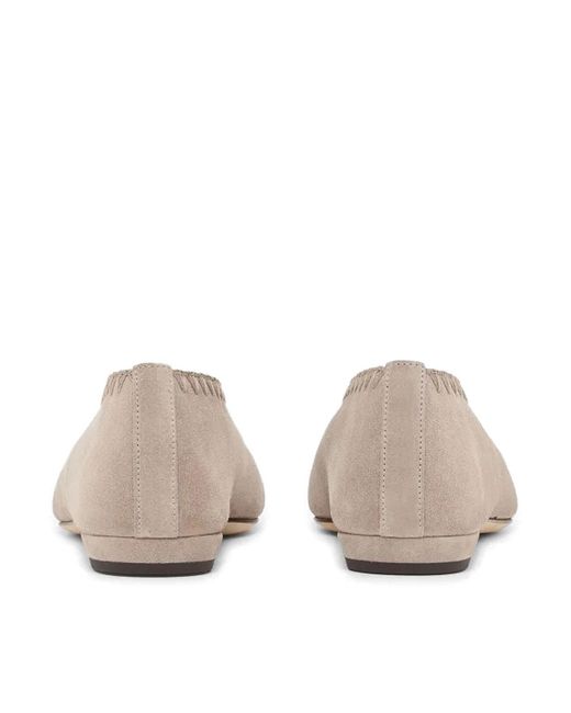 Giorgio Armani Brown Suede Ballerinas With Embroidery