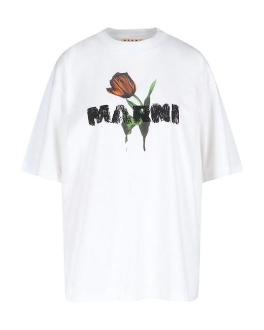Marni White T-Shirt Logo