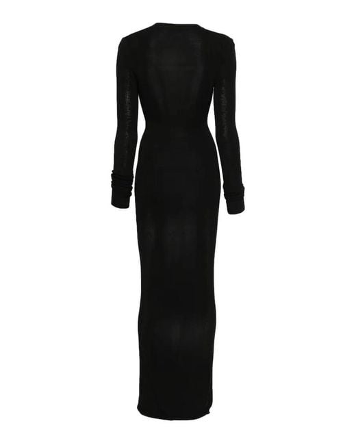 Entire studios Black Long Sleeve V Neck Midi