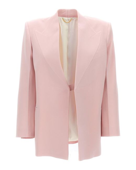 Victoria Beckham Pink Single-Breasted Blazer Jacket