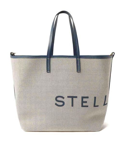 Stella McCartney Blue Logo-print Canvas Tote Bag