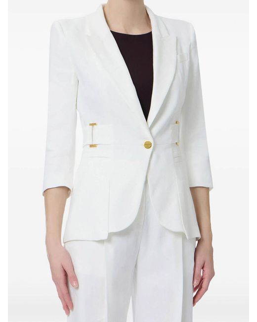 Elisabetta Franchi White Linen Blend Jacket
