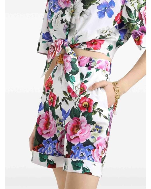 Dolce & Gabbana White Floral Shorts