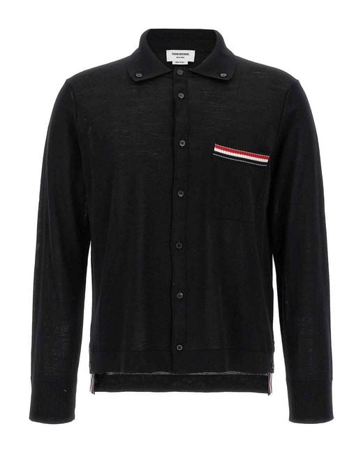 Thom Browne Black Button Down Cardigan for men