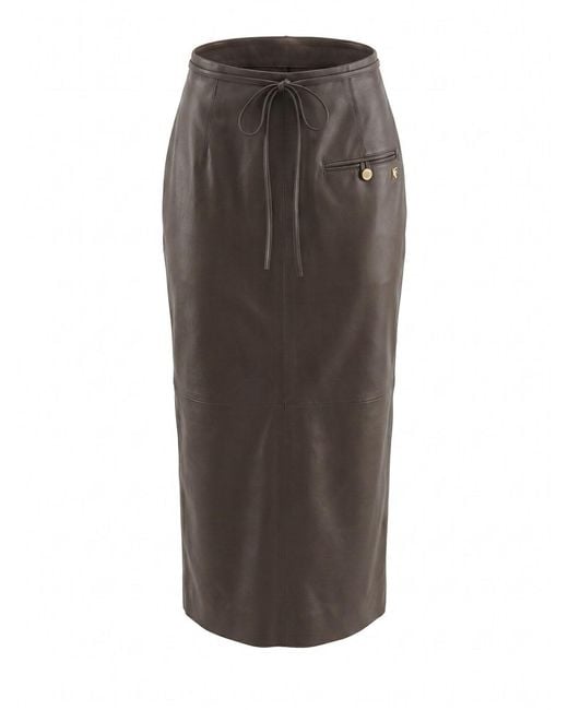 Alberta Ferretti Brown Leather Skirt