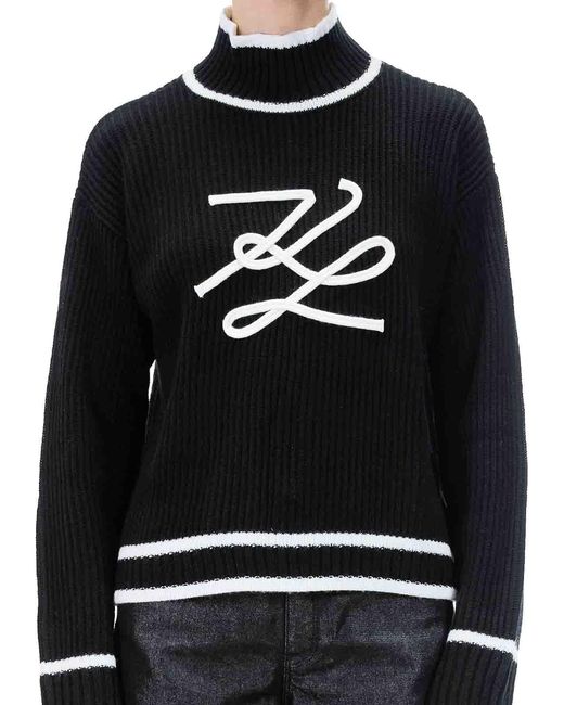 Karl Lagerfeld Black Soutache Autograph Knit