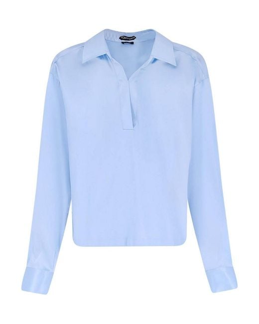 Tom Ford Blue Stretch Satin Shirt