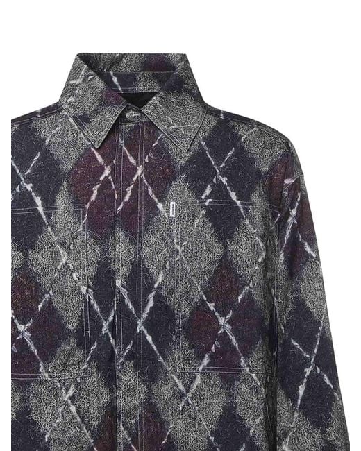 Bonsai Gray Diamond-Pattern Flannel Shirt for men