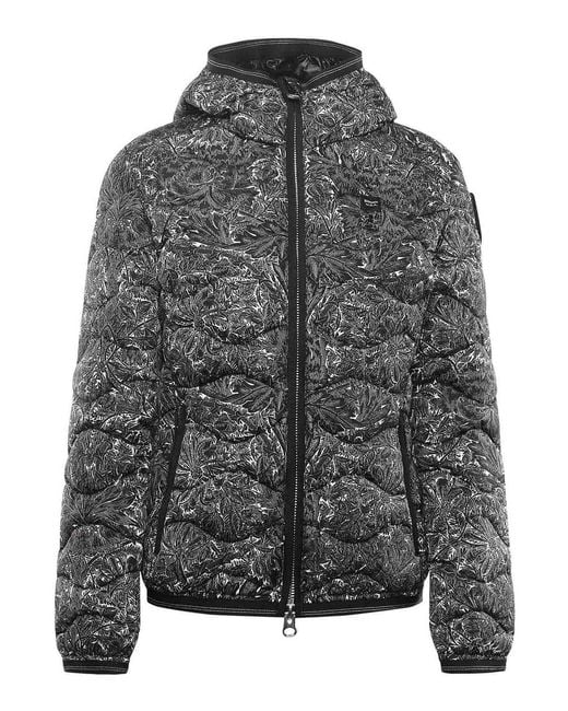 Blauer Gray Camellia Wave-Print Down Jacket