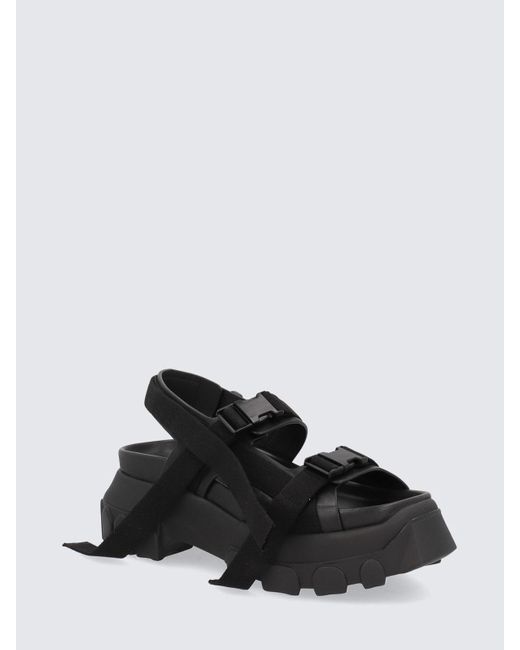 Rick Owens Black Tractor Sandal In Leather