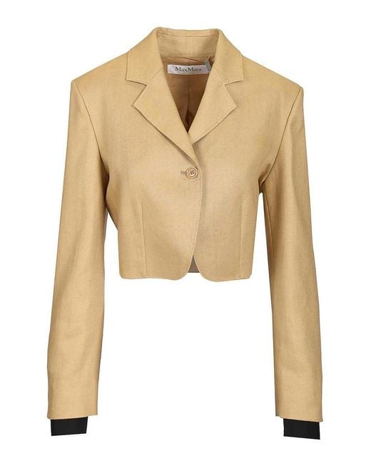 Max Mara Natural Linen Diagonal Crop Jacket