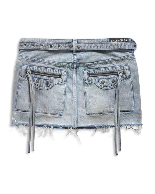 Balenciaga Blue Cagole Denim Mini Skirt