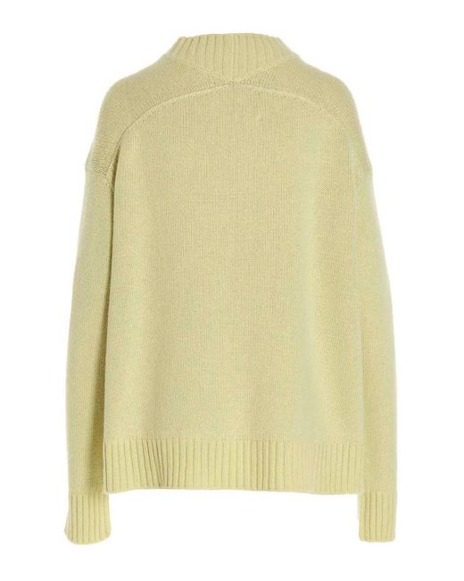 Jil Sander Yellow Cachemire Blend Crewneck Sweater With Relaxed Fit