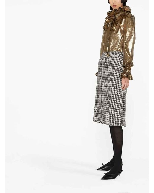 Lanvin White Tweed Pencil Skirt