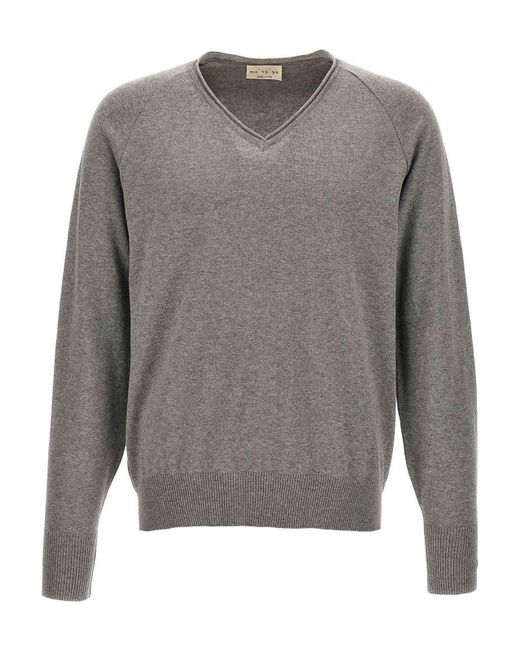 Ma'ry'ya Gray V-neck Sweater for men