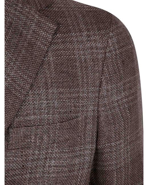 Zegna Brown Wool And Linen Jacket for men