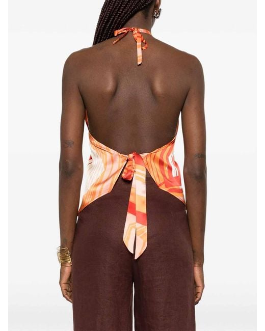 Raquel Diniz Pink Silk Scarf-Effect Top