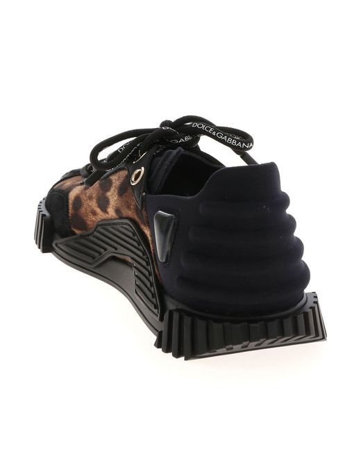 Dolce & Gabbana Black Animal Print Detail Sneakers In