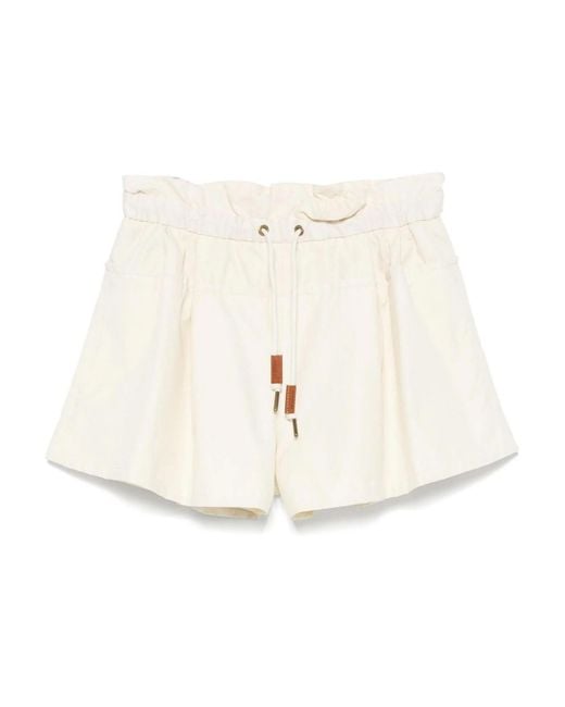 Moncler Natural Drawstring-Waist Shorts for men