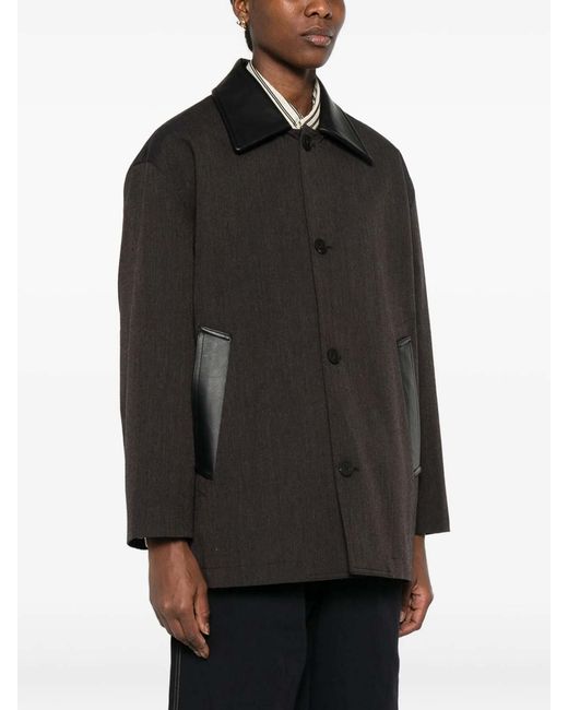 Studio Nicholson Black Leather Outerwear
