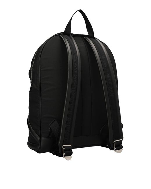 Zaino in pelle nera con manici superiori e cinghie regolabili di McQueen in Black da Uomo