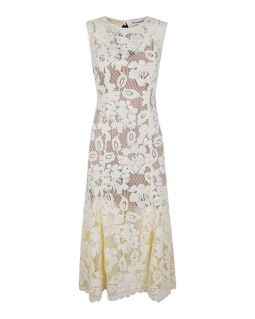 Self-Portrait White Crochet Lace Midi Dress