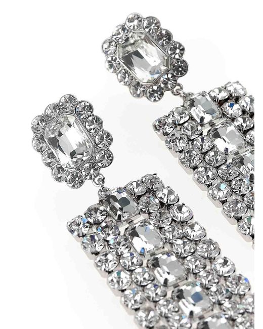 Self-Portrait White Multi Crystal Droplet Earrings