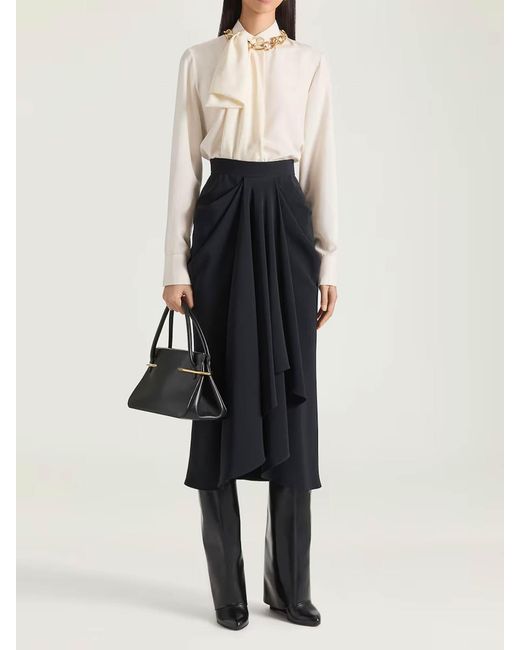 Givenchy White Bow-Collar Silk Blouse