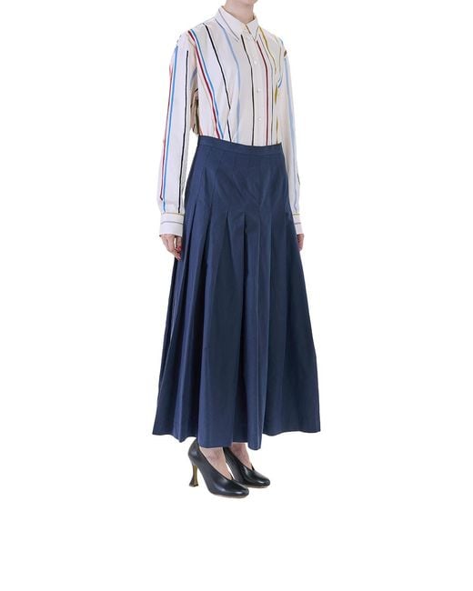 Paul Smith Blue Long Pleated Skirt