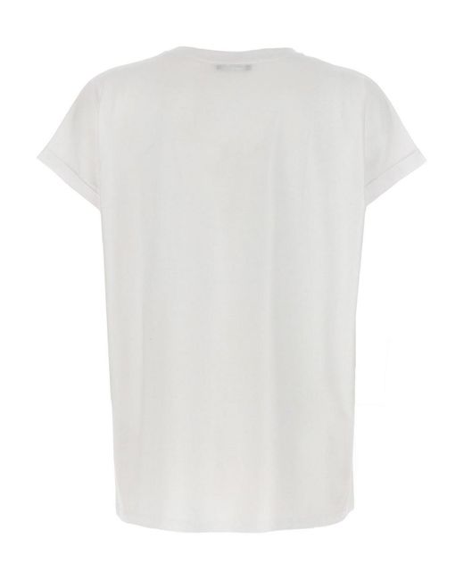 Balmain White Flocked Logo T-shirt