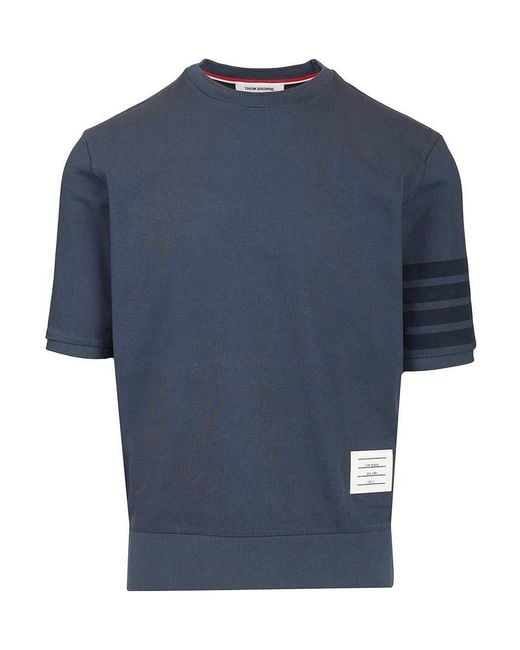 Thom Browne Blue 4 Bar T-Shirt for men