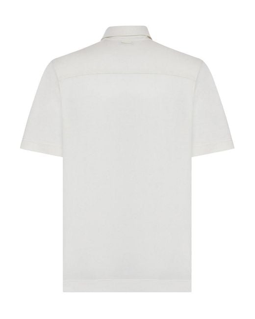 Zegna White Silk And Cotton Knitted Polo Shirt for men
