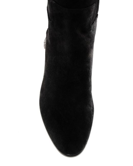 Dolce & Gabbana Black Studded Heel Suede Boots