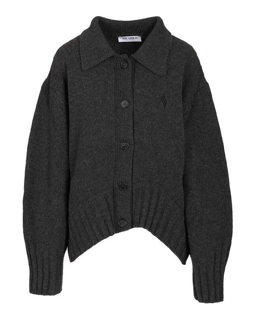 The Attico Black Cardigan With Embroidered Logo