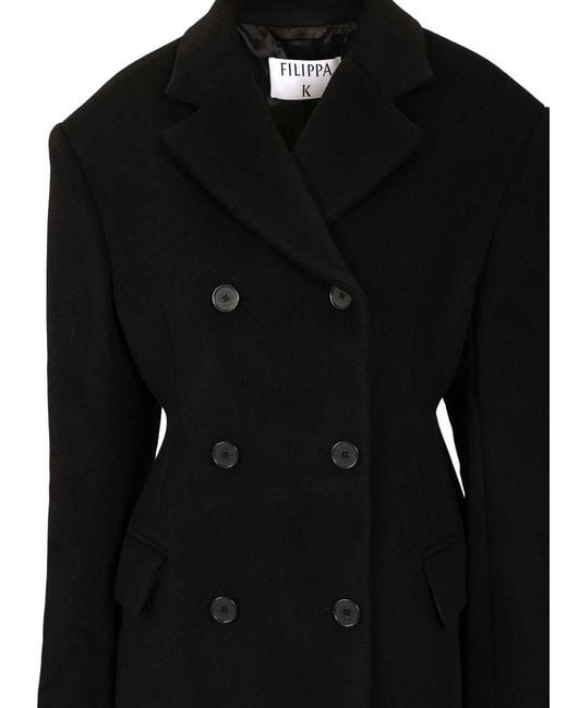 Filippa K Black Harper Double-Breasted Coat