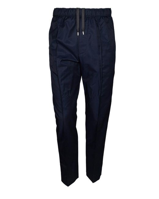 Lanvin Blue Cotton Trousers With Life Elastic for men