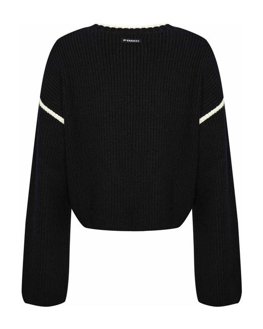 Pinko Black Alicudi Sweater With Jewel Embroidery