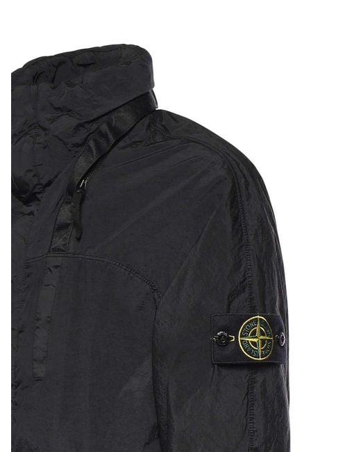 Stone Island Gray Nylon Metal Stand-Up Collar Jacket for men