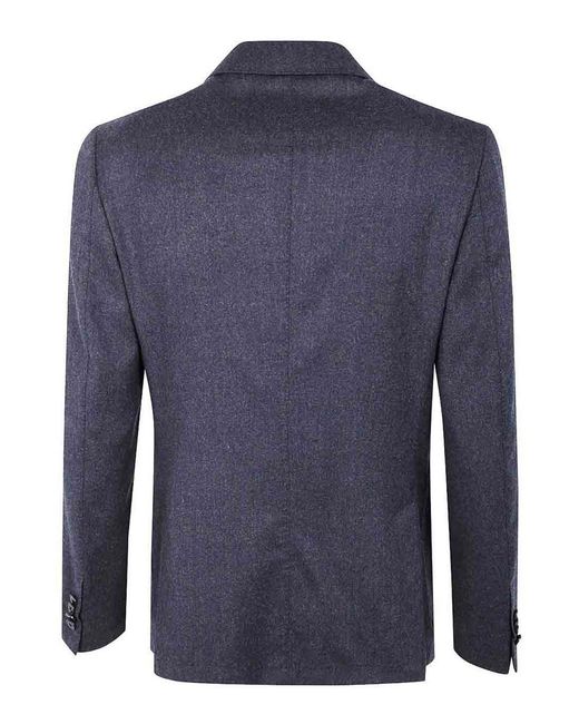 Zegna Blue Wool Suit With Two Button Closure for men