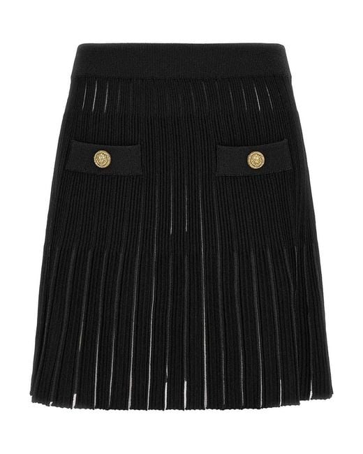 Balmain Black Pleated Skirt