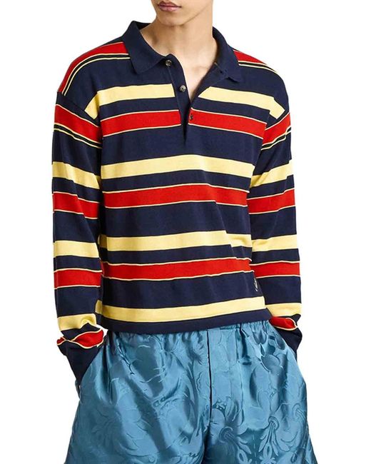J.W. Anderson Blue J.W.Anderson Striped Knitted Rugby Polo for men