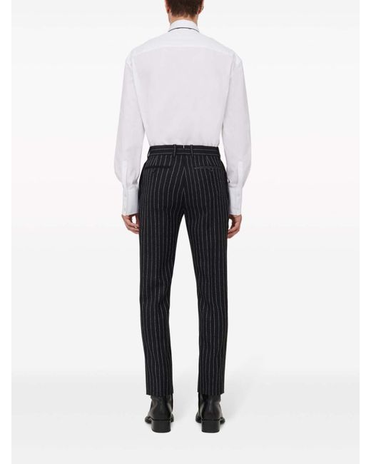Alexander McQueen Black Logo Lettering Pinstripe Trousers for men