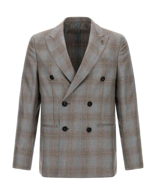 Pal Zileri Gray Double-Breasted Blazer for men