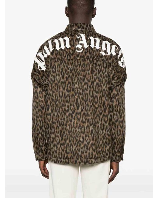 Palm Angels Brown 'Classic Logo Animalier' Overshirt for men