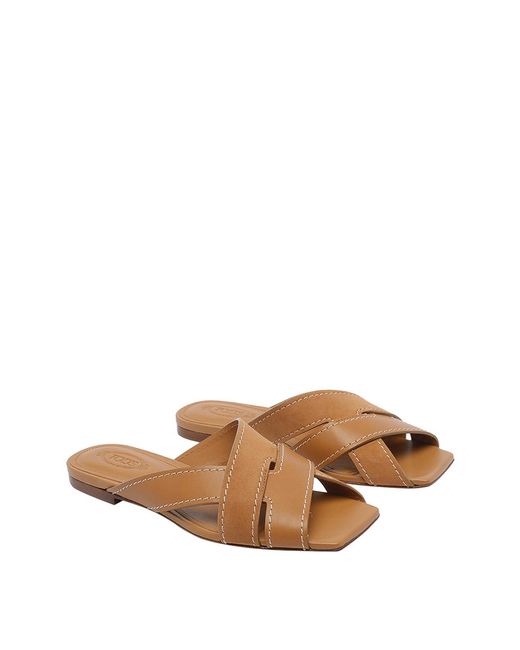 Tod's Brown Leather Sandals