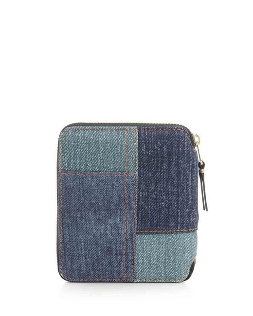 Comme des Garçons Blue Zip-Around Patchwork Wallet