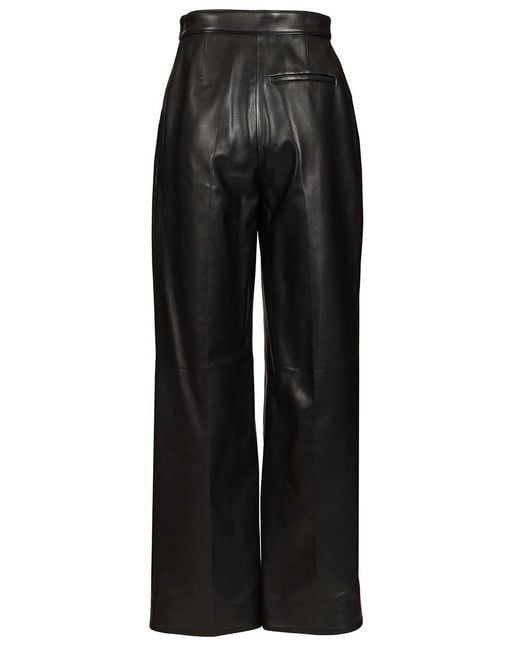 Bottega Veneta Black Shiny Leather Trousers