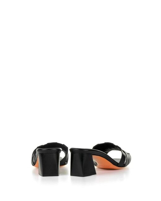 Santoni Black Leather Slipper