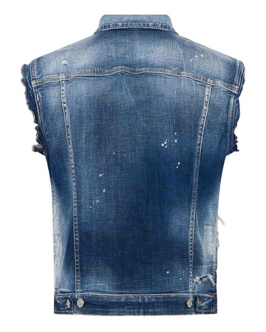 DSquared² Blue Distressed Shirt Jacket for men