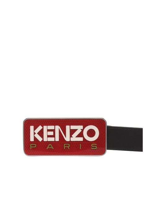 KENZO Red Reversibile Logo Belt for men
